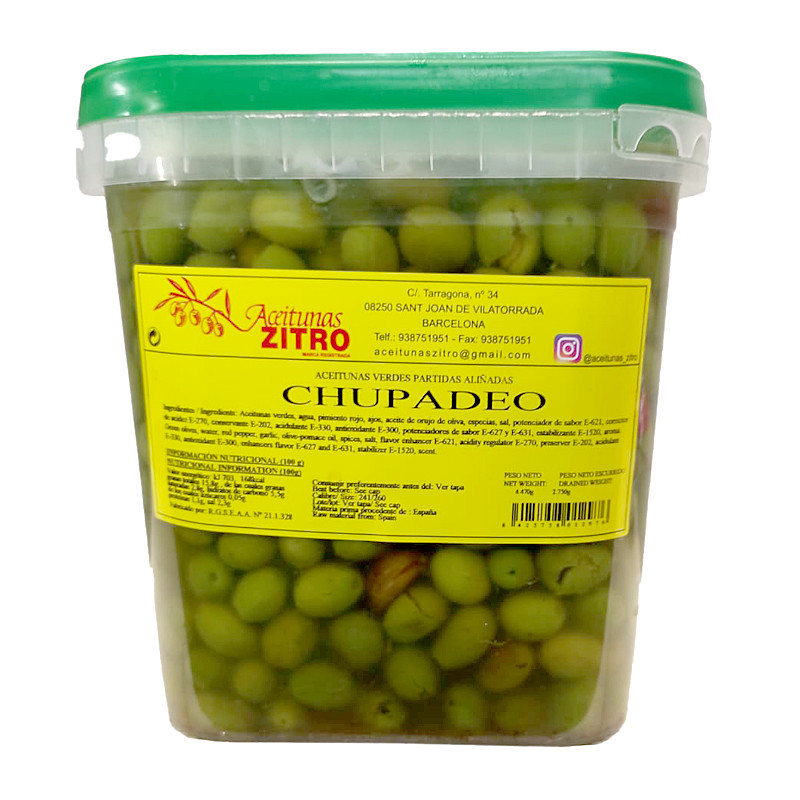 ACEITUNAS CHUPADEOS CUBO 3Kg (2750gr. P.N.E.)